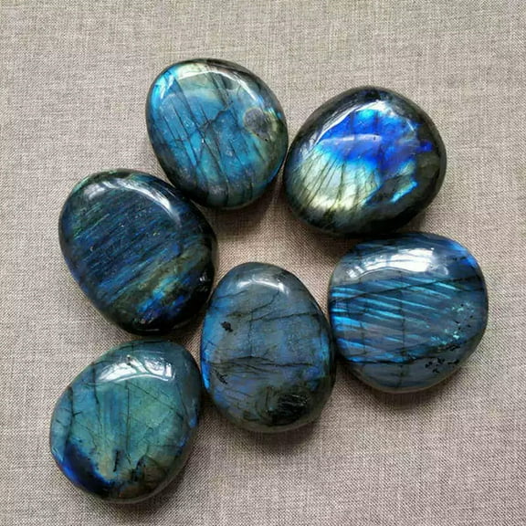 K-KED Natural Labradorite Quartz Crystal Polished Palm Stone Ore Specimen Healing 1PC-default