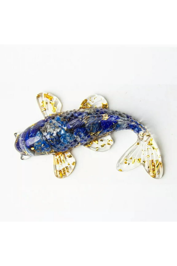 Natural Lapis Lazuli Quartz Crystal Chip Stone Koi Fish Carp Lucky Charms Reiki-default