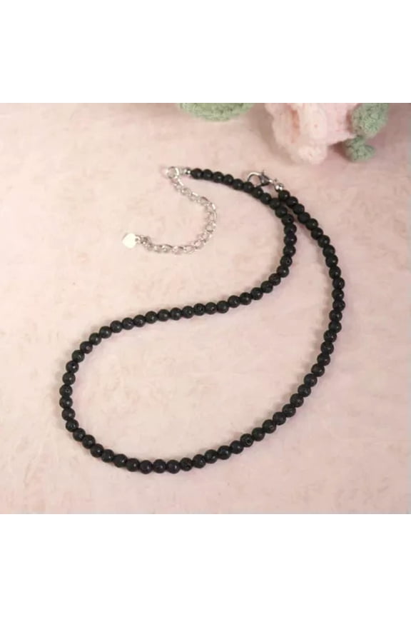 Natural Lava Rocks 4mm Beaded Choker Healing Protection Women Men Necklace Gift-24 in