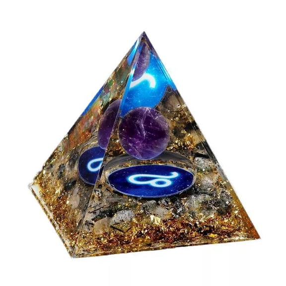 K-KED Natural Leo Pyramid Quartz Crystal Amethyst Ball Epoxy Healing Energy Tower Gift-default