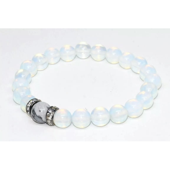 K-KED Natural Moonstone Opalite Scenery Howlite Gemstone Bracelet Stone Reiki Gift 8mm