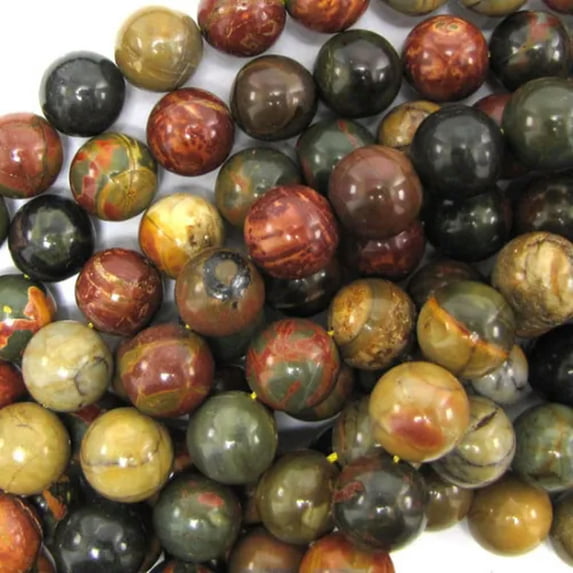 K-KED Natural Multicolor Picasso Jasper Round Beads 15" Strand 6mm 8mm 10mm 12mm-8 mm