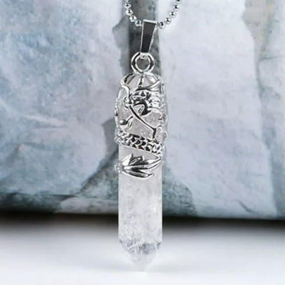 K-KED Natural Obelisk Pendant Quartz Crystal Point Wand Necklace Chakra Reiki Gemstone-Clear Quartz-10pcs