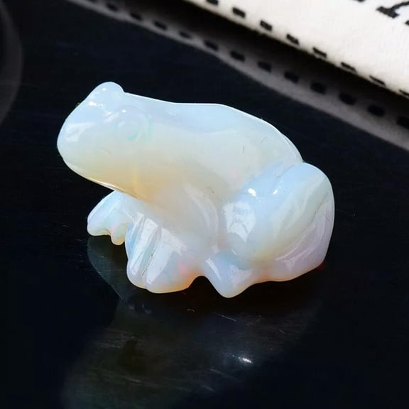 K-KED Natural Opal Quartz Crystal Lucky Frog Stone Carved Mini Healing Reiki Ornament
