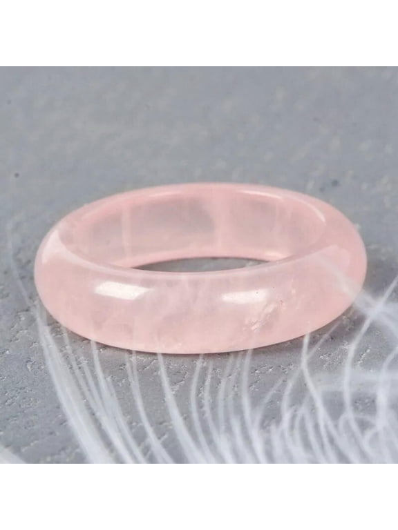 Natural Pink Rose Crystal Ring Quartz Gemstone Reiki Chakra Delicate Jewelry Healing Gift