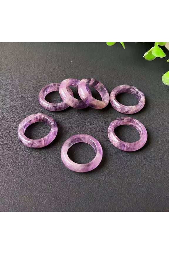 Natural Purple Mica Quartz Crystal Ring Healing Stone Finger Circle Delicate Jewelry Gift-default