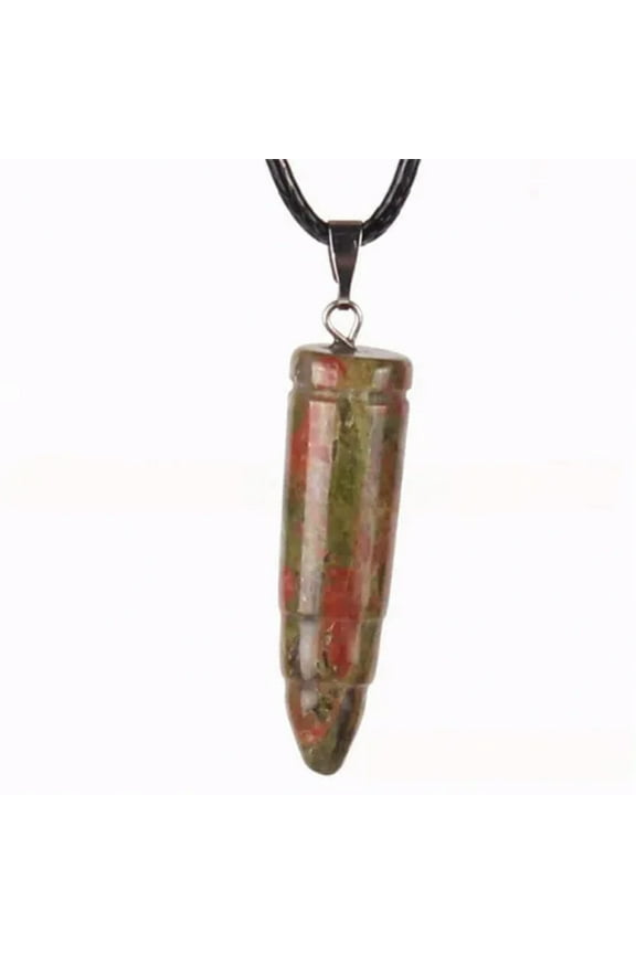 Natural Quartz Crystal Bullet Pendant Chakra Stone Necklace Amulet Reiki Healing-Unakite Epidote Quartz-10pcs