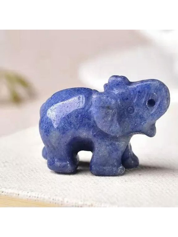Natural Quartz Crystal Carved Baby Elephant Healing Manual Animal Polished Stone-Sodalite Quartz