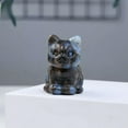 thumbnail image 1 of K-KED Natural Quartz Crystal Carved Lucky Cat Gemstone Statue Healing Reiki Decor Gift-Blue Amphibole Quartz, 1 of 6