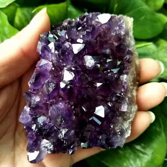 K-KED Natural Quartz Crystal Cluster Amethyst Geode Druzy Rough Stone Specimen Healing-About 100-150g