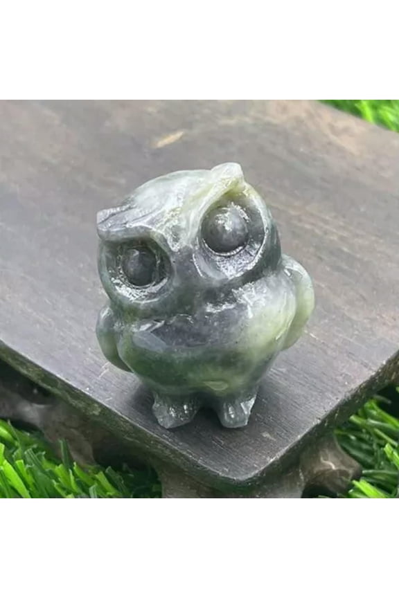 Natural Quartz Crystal Gemstone Owl Carved Lucky Hooters Mini Reiki Amulet Decor-Labradorite Quartz