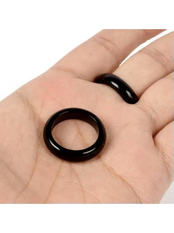 Natural Quartz Crystal Gemstone Ring Lovers Finger Circle Delicate Jewelry Healing Gift-Black Obsidian Quartz Crystal