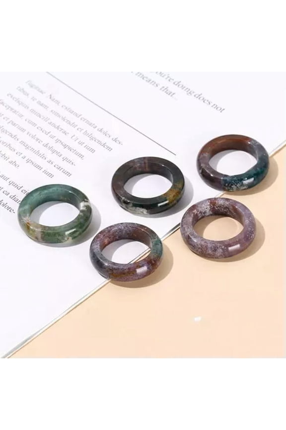Natural Quartz Crystal Gemstone Ring Lovers Finger Circle Delicate Jewelry Healing Gift-India Agate Quartz Crystal