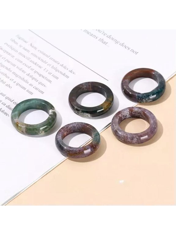Natural Quartz Crystal Gemstone Ring Lovers Finger Circle Delicate Jewelry Healing Gift-India Agate Quartz Crystal
