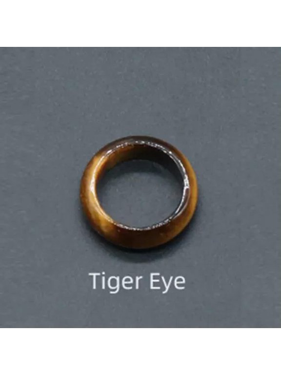 Natural Quartz Crystal Gemstone Ring Lovers Finger Circle Delicate Jewelry Healing Gift-Tiger's Eye Jasper Stone