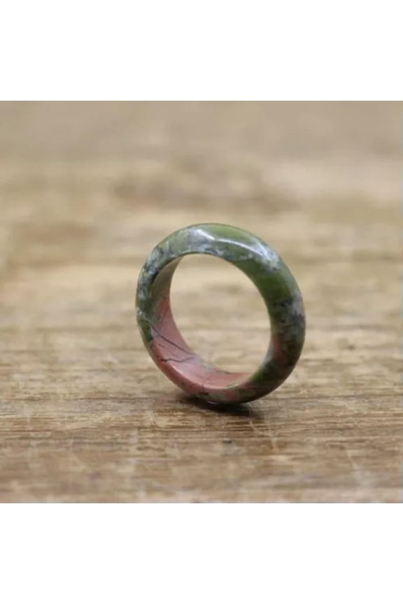 Natural Quartz Crystal Gemstone Ring Lovers Finger Circle Delicate Jewelry Healing Gift-Unakite Epidote Quartz Crystal