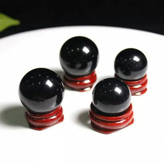 K-KED Natural Quartz Crystal Healing Gems Sphere Ball Energy Stone Reiki Decor + Stand-Black Obsidian (About 40mm,78g)