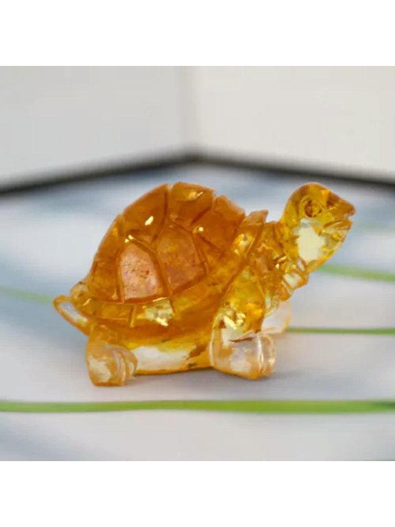 Natural Quartz Crystal Longevity Tortoise Gravel Resin Turtle Mini Healing Decor-Citrine Quartz