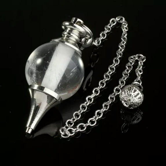 K-KED Natural Crystal Pendulum Healing Dowsing Healing Reiki Pendant Necklace Gemstone-Clear Quartz-1pc