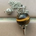 thumbnail image 1 of K-KED Natural Quartz Crystal Pendant Chakra Bead Dowsing Stone Pendulum Reiki Necklace-Tiger's Eye Quartz, 1 of 6