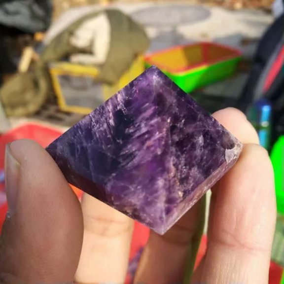 K-KED Natural Quartz Crystal Point Tower Chakra Healing Energy Stone Gemstone Pyramid- Amethyst Stone