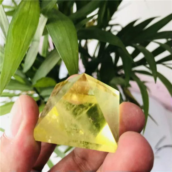 K-KED Natural Quartz Crystal Point Tower Chakra Healing Energy Stone Gemstone Pyramid-Citrine Stone