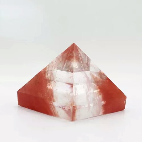 K-KED Natural Quartz Crystal Point Tower Chakra Healing Energy Stone Gemstone Pyramid-Red Smelting Stone