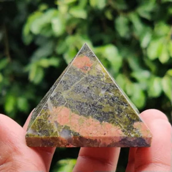 K-KED Natural Quartz Crystal Point Tower Chakra Healing Rock Gemstone Pyramid Decor-1pc-Unakite Epidote Quartz Crystal