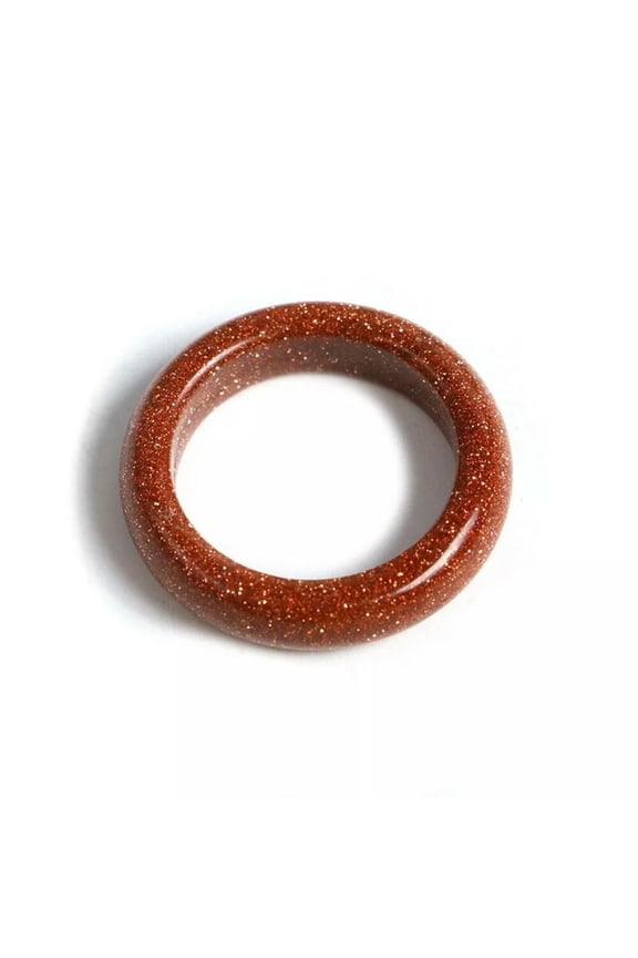 Natural Quartz Golden Sand Stone Crystal Ring Unisex Reiki Amulet Healing Decor