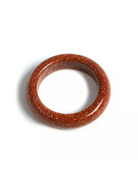 Natural Quartz Golden Sand Stone Crystal Ring Unisex Reiki Amulet Healing Decor