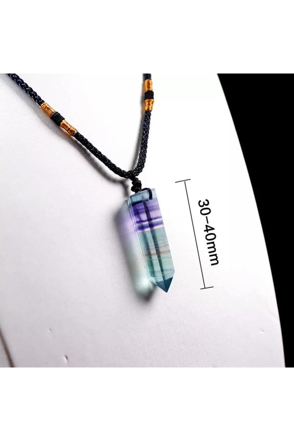 Natural Quartz Rainbow Fluorite Healing Crystal Point Wand Obelisk Pendant Gift