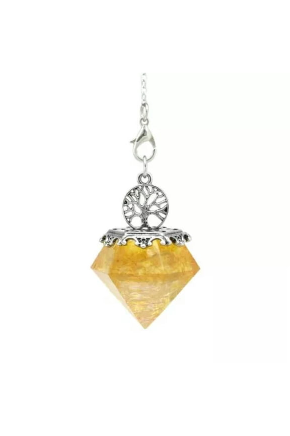 Natural Quartz Stone Chakra Pendulum Pendants Energy Reiki Healing Amulet-Citrine