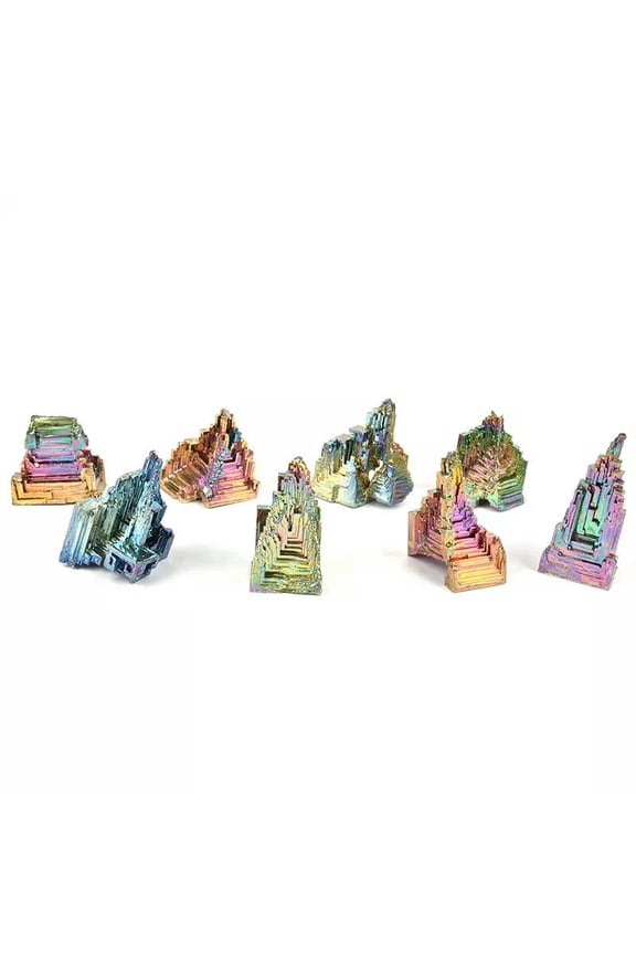 Natural Rainbow Aura Titanium Bismuth Quartz Crystal Energy Specimen Stone Decor-default