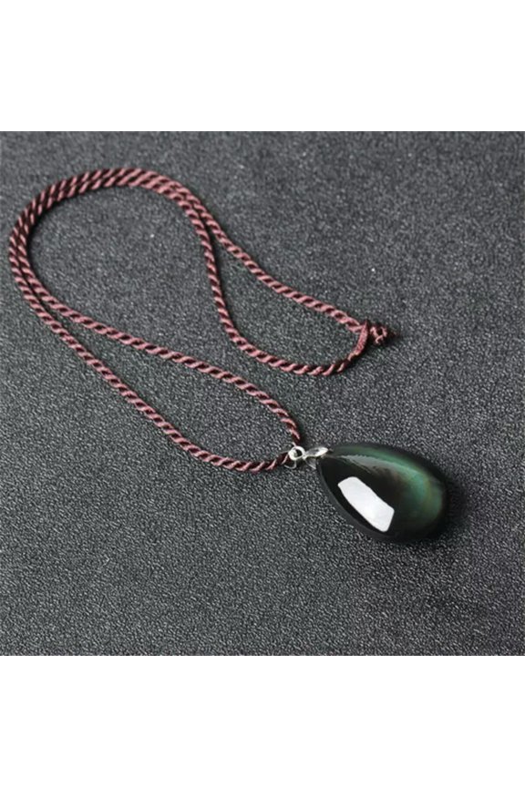 Natural Rainbow Obsidian Waterdrop Pendant Women Men Lucky Necklace Delicate Jewelry Gift