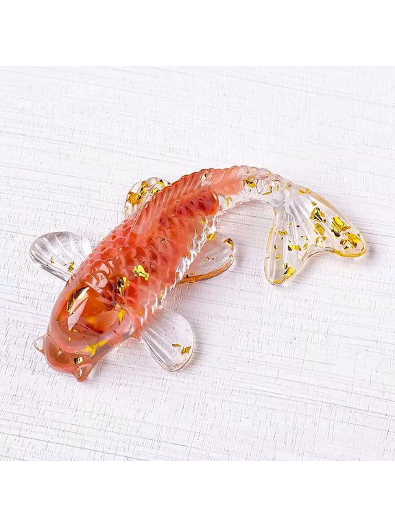 Natural Red Aagte Quartz Crystal Chip Stone Koi Fish Carp Lucky Charms Healing-default