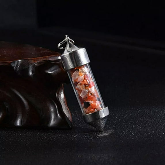 K-KED Natural Red Agate Gravel Drift Bottle Pendant Bead Pendulum Mineral Chakra Gift