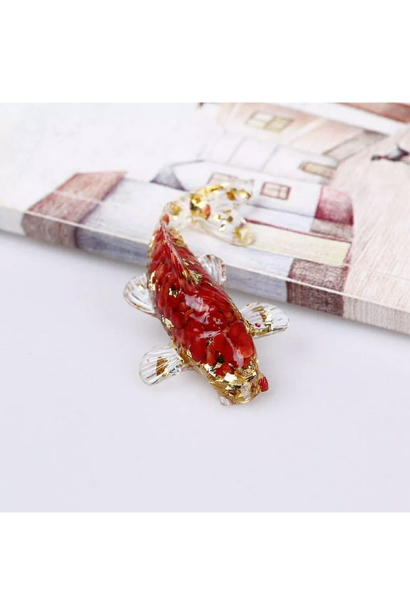 Natural Red Jasper Quartz Crystal Chip Stone Koi Fish Carp Lucky Charms Healing-default
