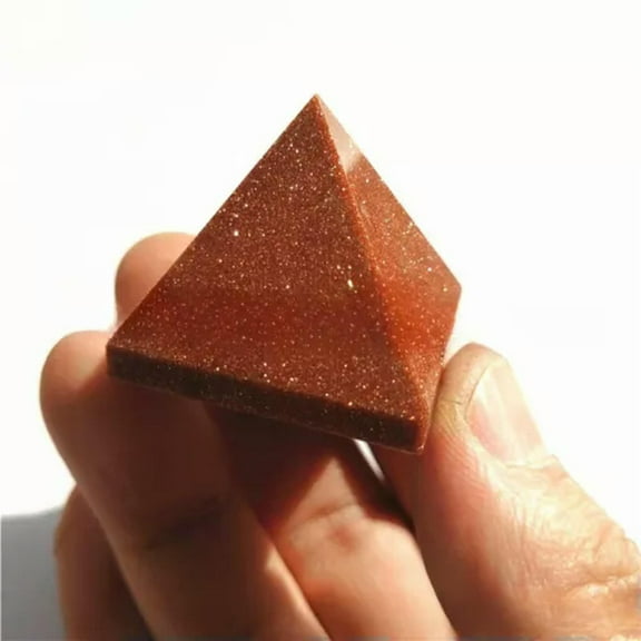 K-KED Natural Red Sandstone Pyramid Quartz Gemstone Healing Crystal Energy Tower Decor