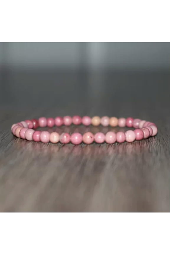Natural Rhodonite Stone Dainty Bracelet 4mm Pink Gemstone Healing Bracelet Gift