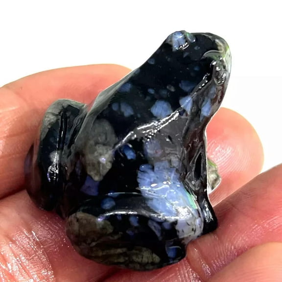 K-KED Natural Rhyolite Quartz Crystal Stone Frog Carved Healing Reiki Mineral Statue