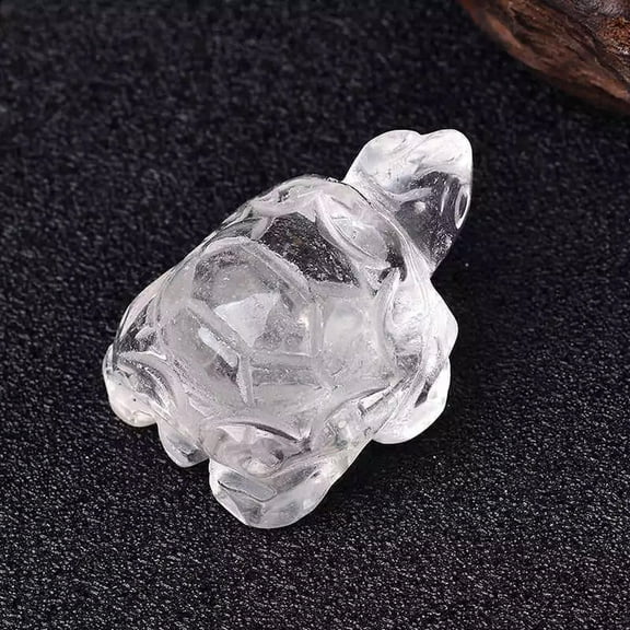 K-KED Natural Rock Clear Quartz Longevity Crystal Carved Turtle Healing Decor Gift