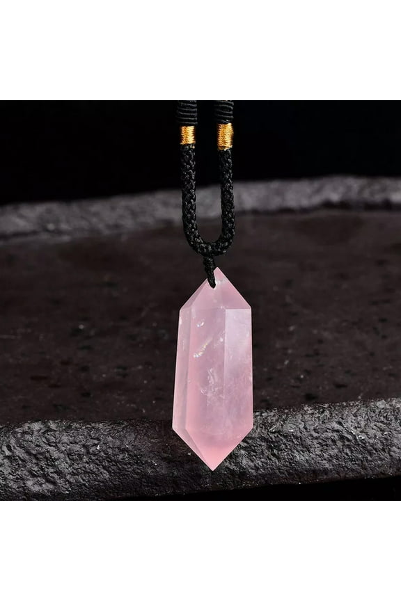 Natural Rose Quartz Crystal Pendulum Pendant Necklace Chakra Gemstone Healing-default