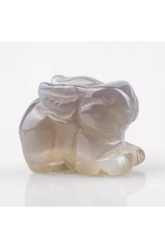 Natural Rose Quartz Rabbit Crystal Hand Carved Energy Healing Agate Mineral Rock-Agate