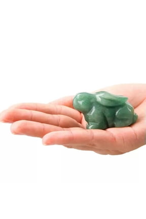 Natural Rose Quartz Rabbit Crystal Hand Carved Energy Healing Agate Mineral Rock-Green aventurine