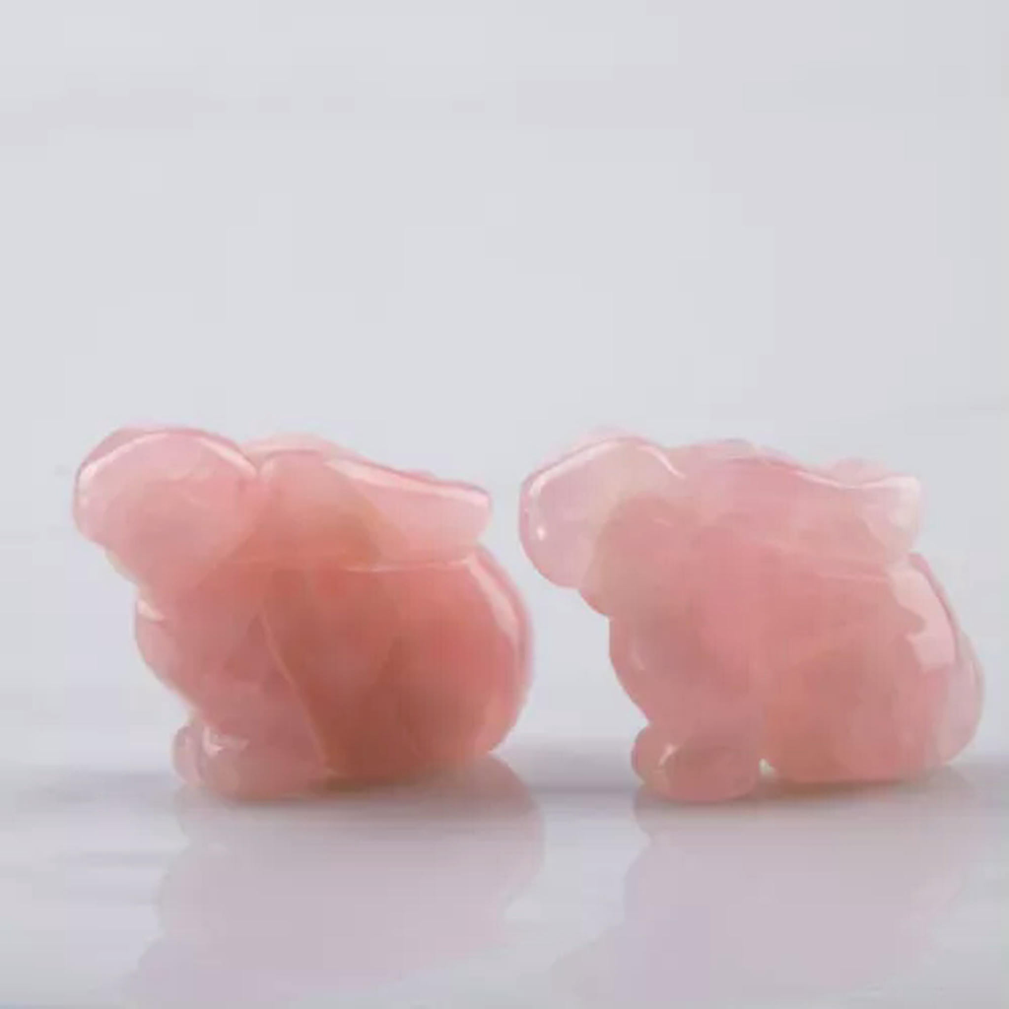 K-KED Natural Rose Quartz Rabbit Crystal Hand Carved Energy Healing ...