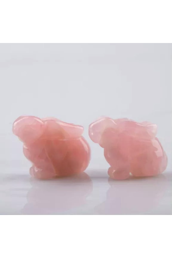 Natural Rose Quartz Rabbit Crystal Hand Carved Energy Healing Agate Mineral Rock-Rose quartz