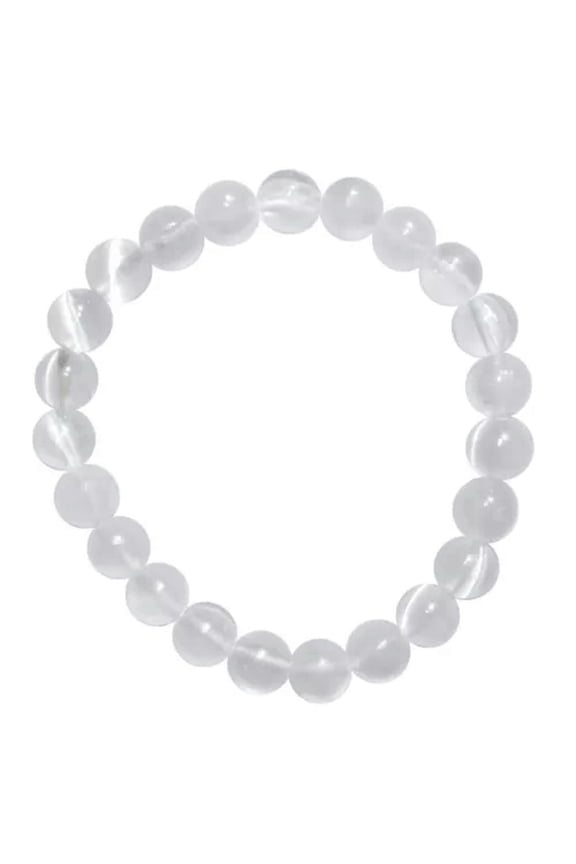Natural Selenite Crystal 8mm Beads Stretchy Bracelet 7.5"