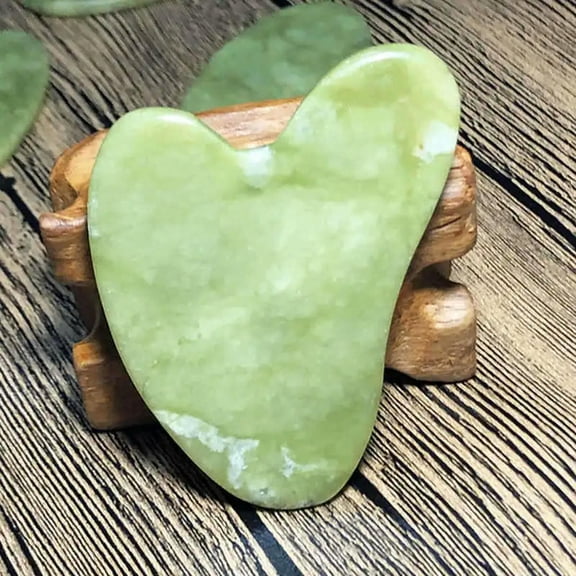 K-KED Natural Serpentine Jade Facial Massage Quartz Crystal Healing Guasha Board Tool-default