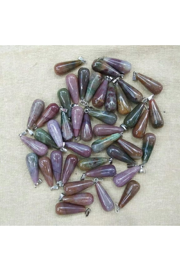 Natural India Agate Stone 50pcs Long Water Drop Shaped Pendant Bead 10X28mm