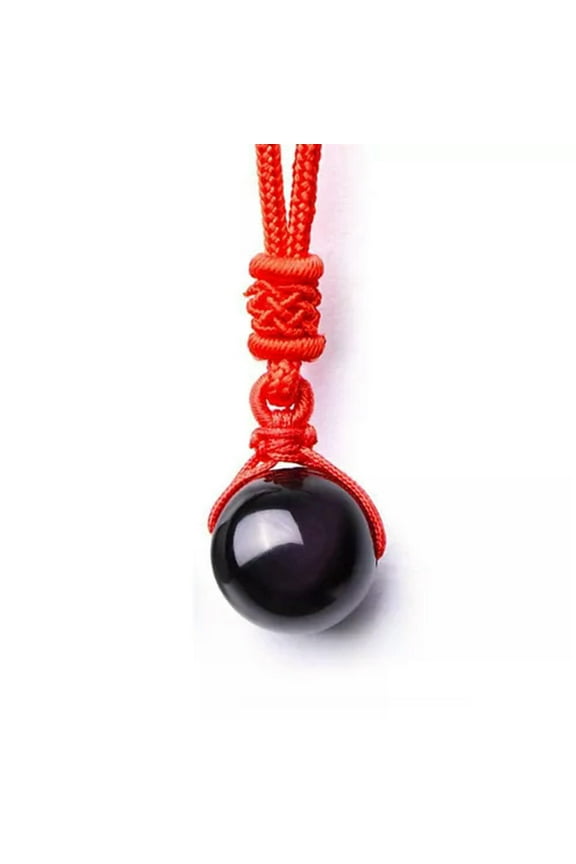 Natural Stone Obsidian Rainbow Eye Beads Ball Pendant Necklaces Lucky Transfer !-red-14mm